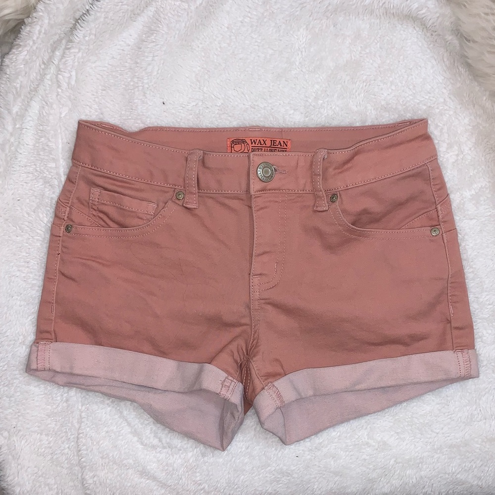 Dusty Peach High Rise Jean Shorts (Wax Jean)